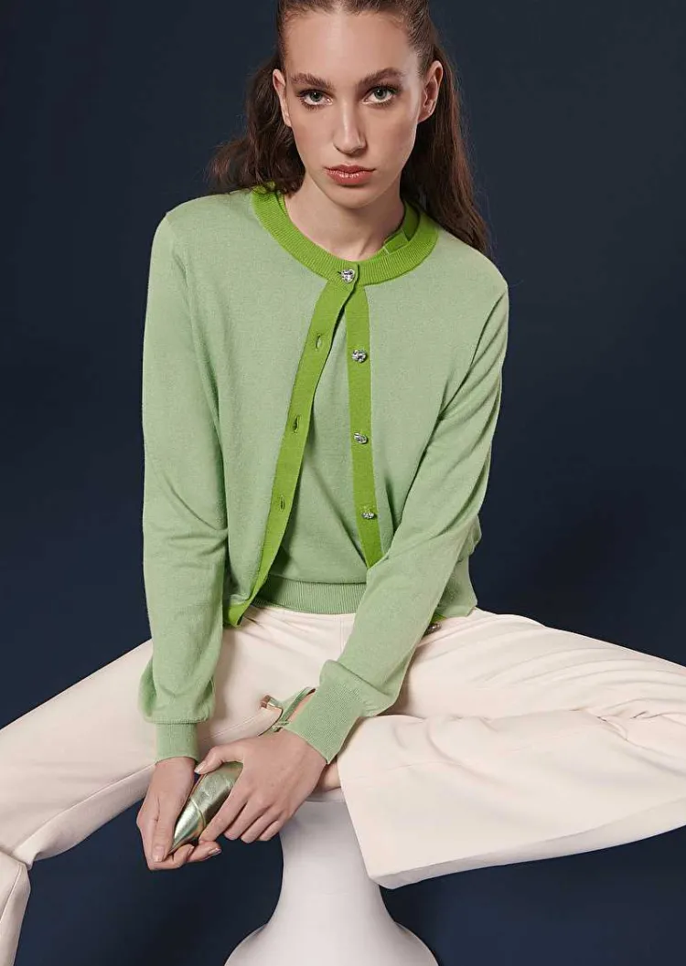 Cardigan Gaelle En Coton Et Laine Vert*TARA JARMON Outlet