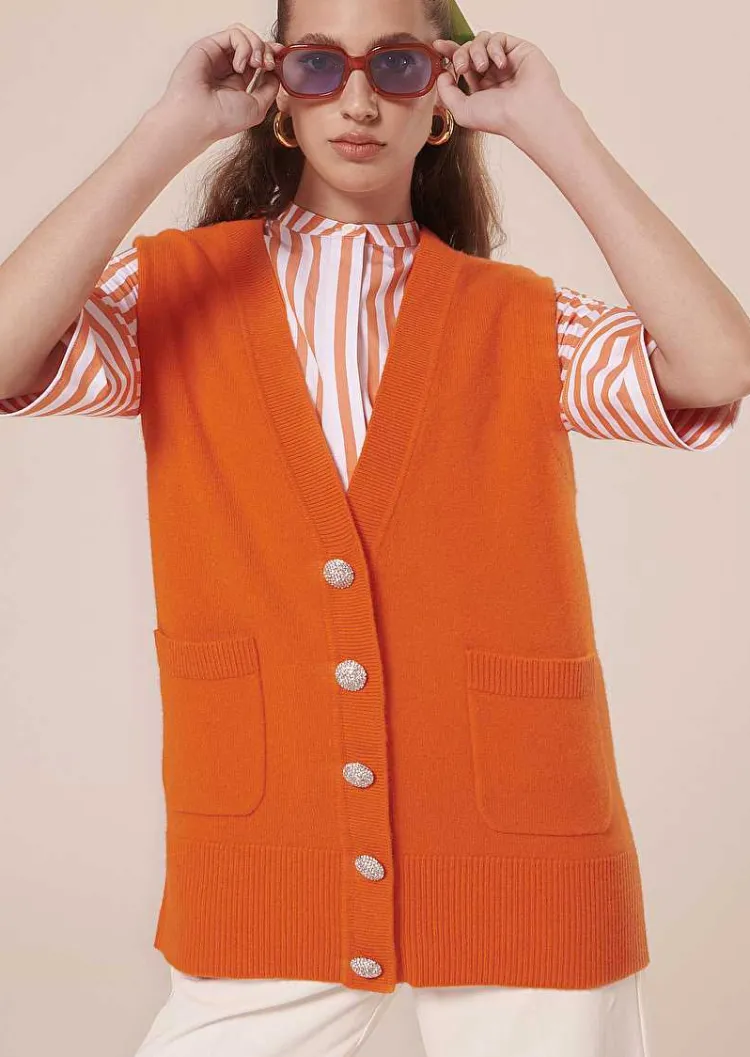 Cardigan Ginny Orange En Laine Alpaga Et Merinos*TARA JARMON Discount