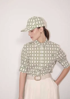 Carole Ecru Avec Chapeau Design Graphique Vert*TARA JARMON Outlet