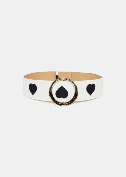 Ceinture En Cuir Lauren Ecru Avec Coeurs A Pois Noirs*TARA JARMON Discount