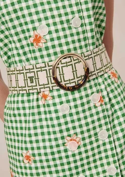 Ceinture En Cuir Lauren Ecru Avec Motif Graphique Vert*TARA JARMON Fashion