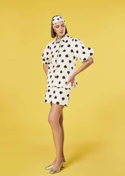 Chemise Calypso Ecru Avec Coeurs Noirs A Pois*TARA JARMON Clearance