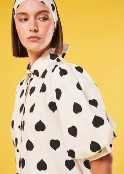 Chemise Calypso Ecru Avec Coeurs Noirs A Pois*TARA JARMON Clearance