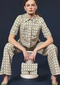Chemise Christine Ecru Avec Motif Graphique Vert*TARA JARMON Sale