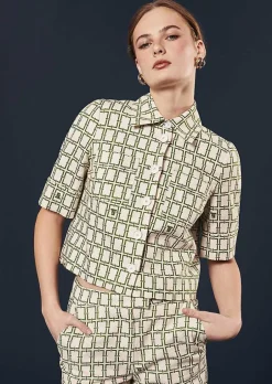 Chemise Christine Ecru Avec Motif Graphique Vert*TARA JARMON Sale