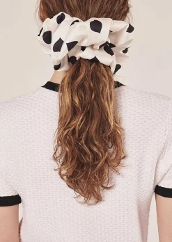 Chouchou Ecru Avec Coeurs A Pois Noirs Chouchou*TARA JARMON Discount