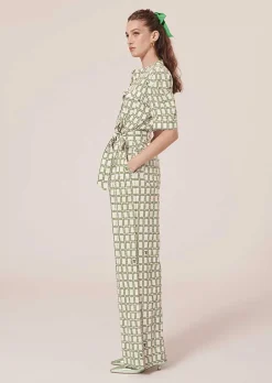 Combinaison Carina Ecru Avec Motif Graphique Vert*TARA JARMON New