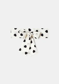 Echarpe Emeline Ecru Avec Coeurs A Pois Noirs*TARA JARMON Outlet