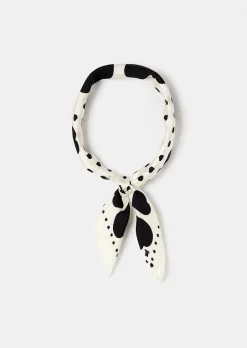 Foulard Estee En Soie Ecru Avec Coeurs A Pois Noirs*TARA JARMON Discount
