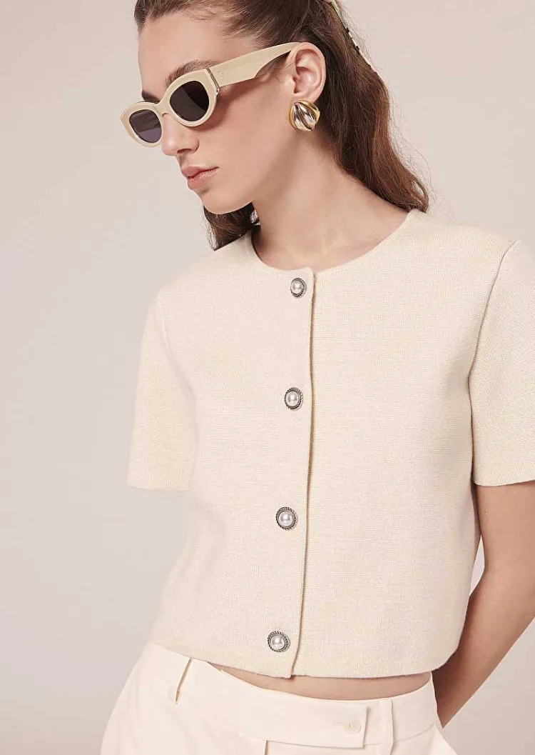 Gilet Glitter Dore En Maille Compacte Et Lurex*TARA JARMON Online