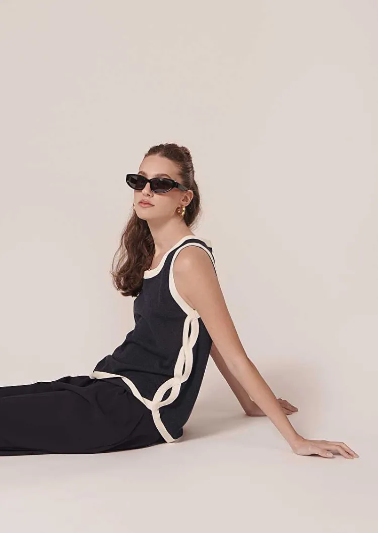 Haut En Coton Bleu Nuit Prentiss*TARA JARMON Outlet