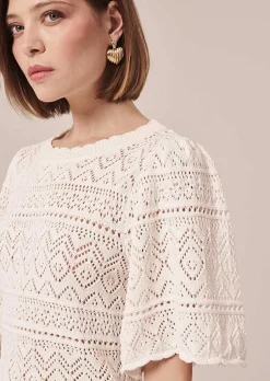 Haut En Tricot Au Crochet Blanc Prealpino*TARA JARMON Best