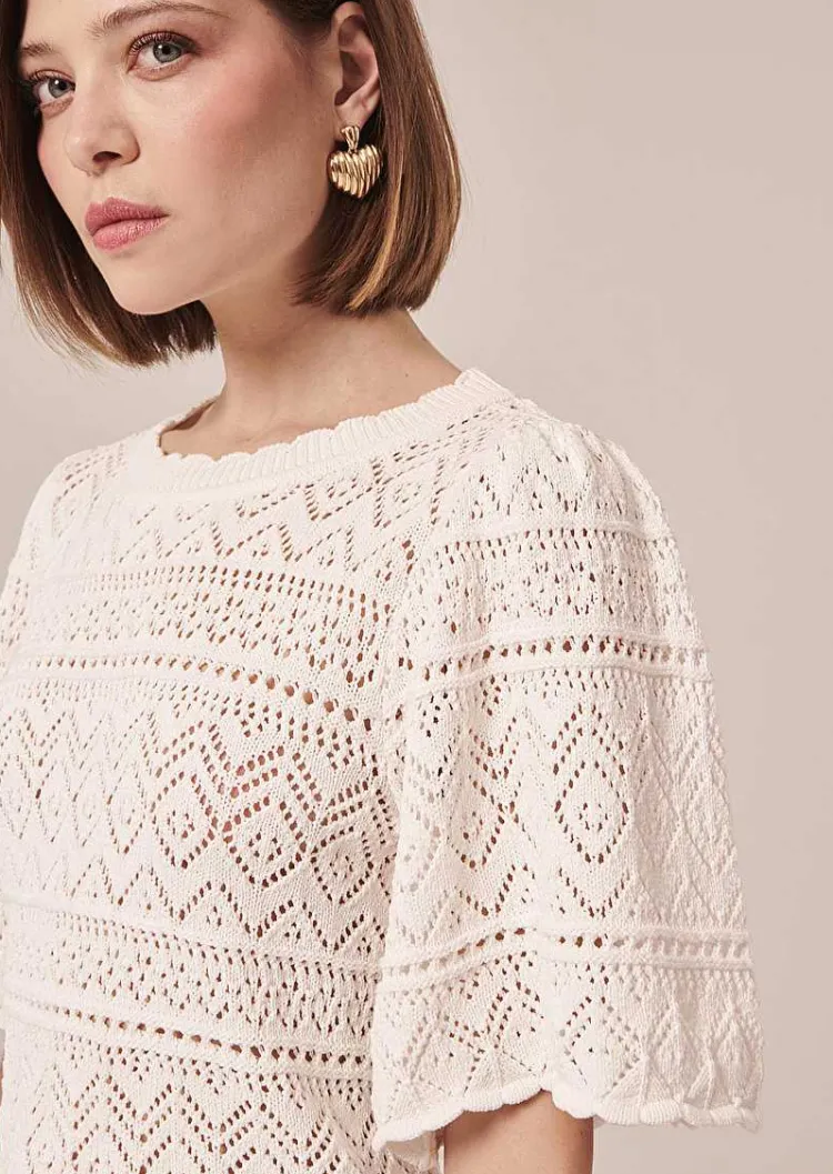 Haut En Tricot Au Crochet Blanc Prealpino*TARA JARMON Best