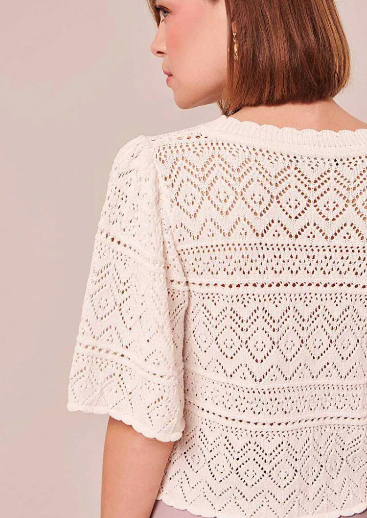 Haut En Tricot Au Crochet Blanc Prealpino*TARA JARMON Best