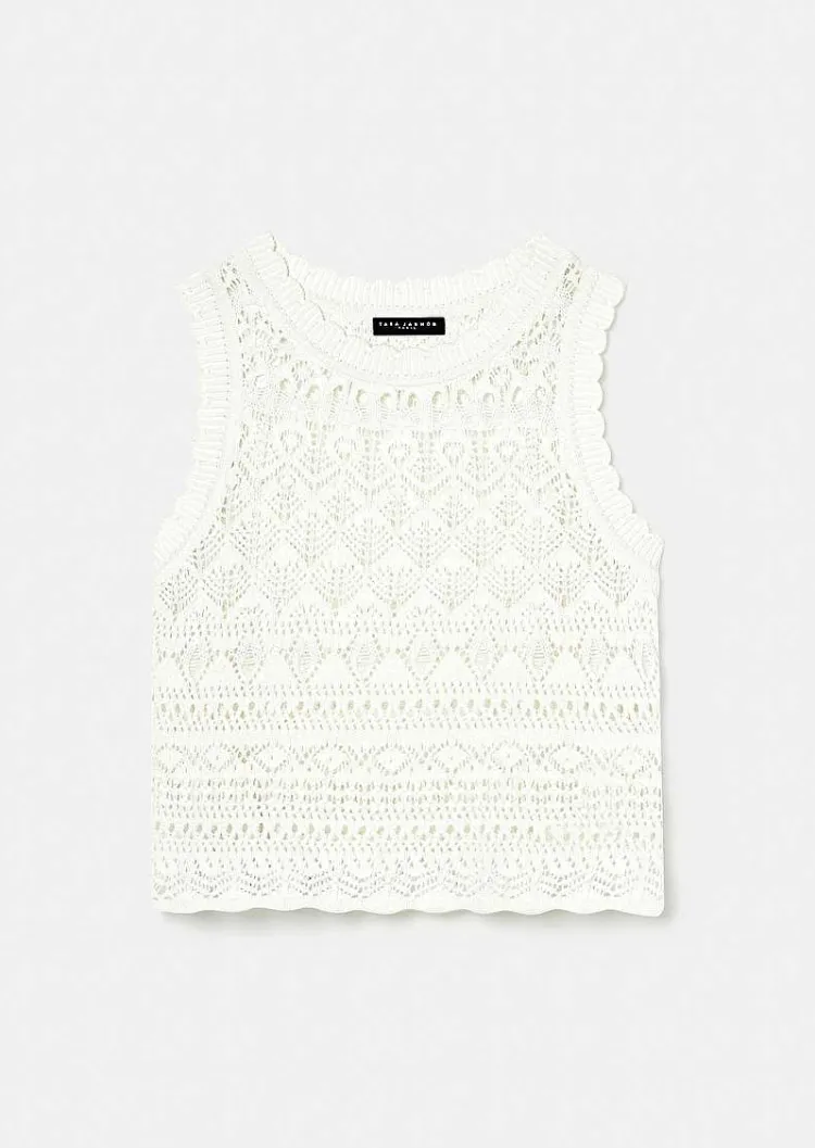 Haut En Tricot Au Crochet Blanc Pianna*TARA JARMON Outlet