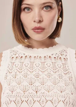 Haut En Tricot Au Crochet Blanc Pianna*TARA JARMON Outlet