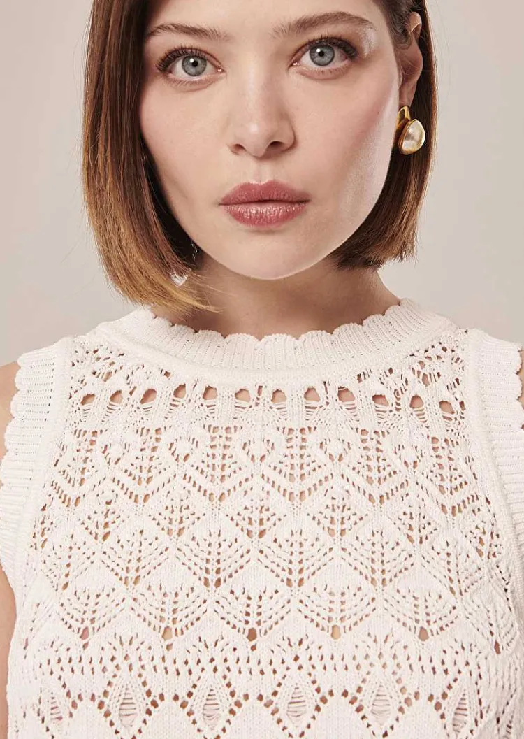 Haut En Tricot Au Crochet Blanc Pianna*TARA JARMON Outlet