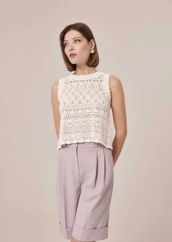 Haut En Tricot Au Crochet Blanc Pianna*TARA JARMON Outlet