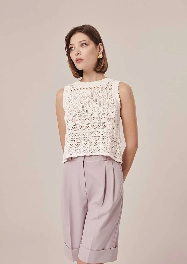 Haut En Tricot Au Crochet Blanc Pianna*TARA JARMON Outlet
