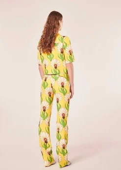 Pantalon Imprime Fleurs Jaunes Paivan*TARA JARMON Sale