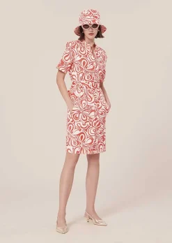 Robe En Coton A Motif Graphique Rosemarine Ecru Et Corail*TARA JARMON Discount