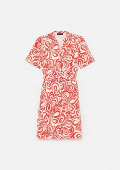 Robe En Coton A Motif Graphique Rosemarine Ecru Et Corail*TARA JARMON Discount