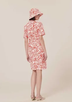 Robe En Coton A Motif Graphique Rosemarine Ecru Et Corail*TARA JARMON Discount