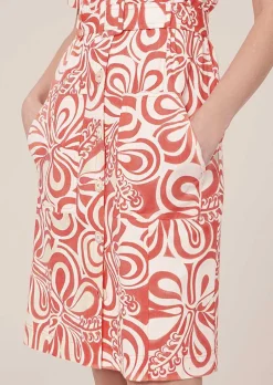 Robe En Coton A Motif Graphique Rosemarine Ecru Et Corail*TARA JARMON Discount