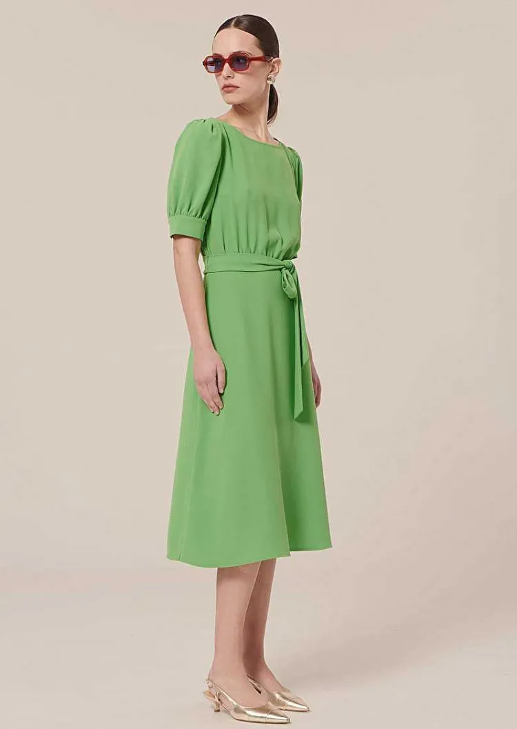 Robe En Crepe Verte Rillytis*TARA JARMON Hot