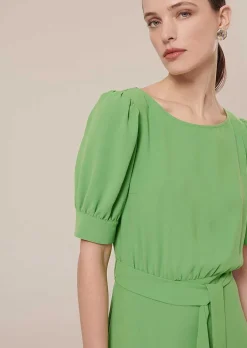 Robe En Crepe Verte Rillytis*TARA JARMON Hot