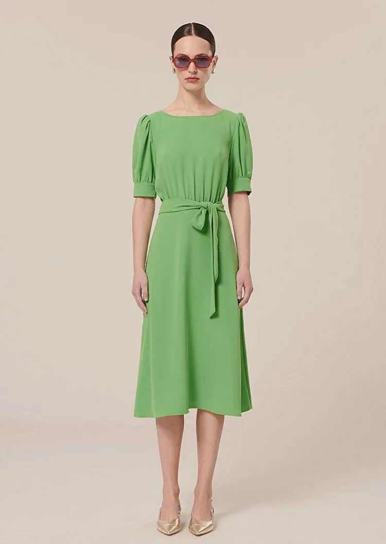 Robe En Crepe Verte Rillytis*TARA JARMON Hot