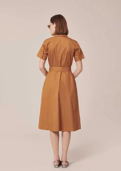 Robe En Popeline Croustillante Marron Retronie*TARA JARMON Clearance