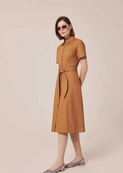 Robe En Popeline Croustillante Marron Retronie*TARA JARMON Clearance