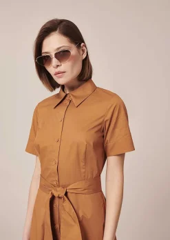Robe En Popeline Croustillante Marron Retronie*TARA JARMON Clearance