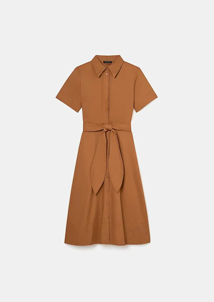 Robe En Popeline Croustillante Marron Retronie*TARA JARMON Clearance