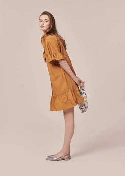 Robe En Popeline Croustillante Marron Ripoline*TARA JARMON Discount