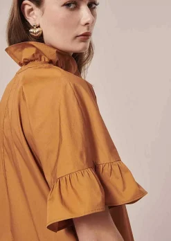 Robe En Popeline Croustillante Marron Ripoline*TARA JARMON Discount