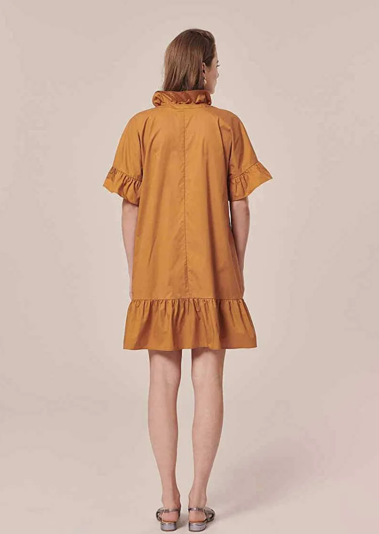 Robe En Popeline Croustillante Marron Ripoline*TARA JARMON Discount