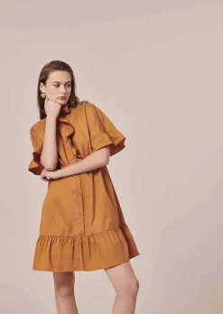 Robe En Popeline Croustillante Marron Ripoline*TARA JARMON Discount