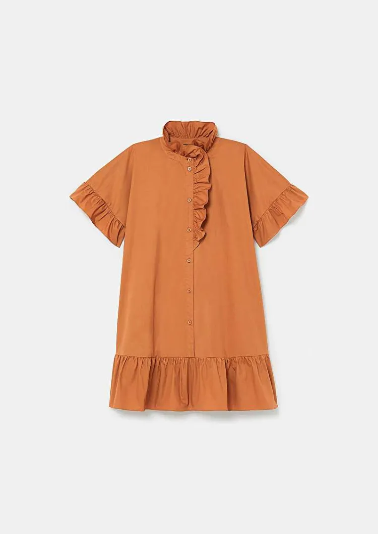 Robe En Popeline Croustillante Marron Ripoline*TARA JARMON Discount