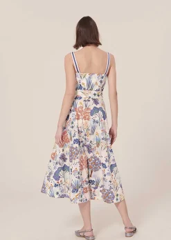 Robe En Popeline Imprimee Florale Bleue Raquelina*TARA JARMON Hot