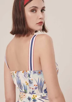 Robe En Popeline Imprimee Florale Bleue Raquelina*TARA JARMON Hot