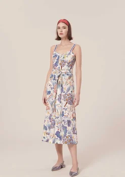 Robe En Popeline Imprimee Florale Bleue Raquelina*TARA JARMON Hot