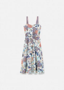 Robe En Popeline Imprimee Florale Bleue Raquelina*TARA JARMON Hot
