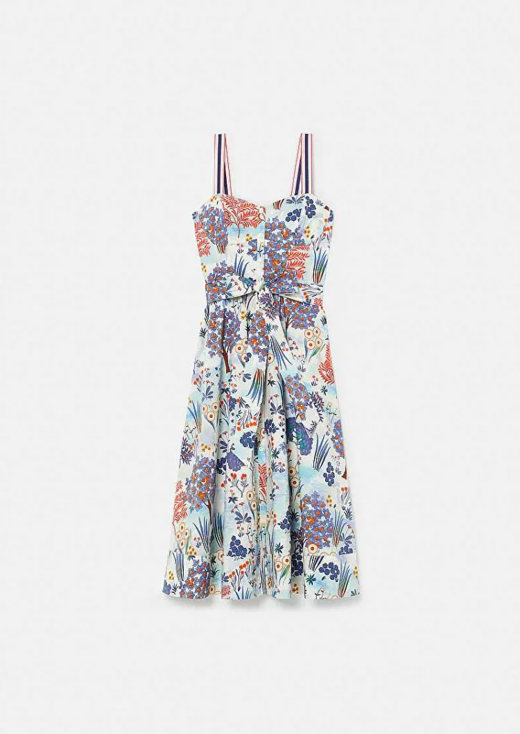 Robe En Popeline Imprimee Florale Bleue Raquelina*TARA JARMON Hot