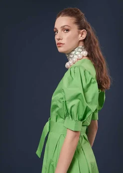 Robe En Popeline Verte Croustillante Ranya*TARA JARMON Best