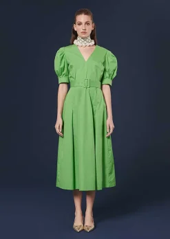 Robe En Popeline Verte Croustillante Ranya*TARA JARMON Best