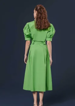 Robe En Popeline Verte Croustillante Ranya*TARA JARMON Best