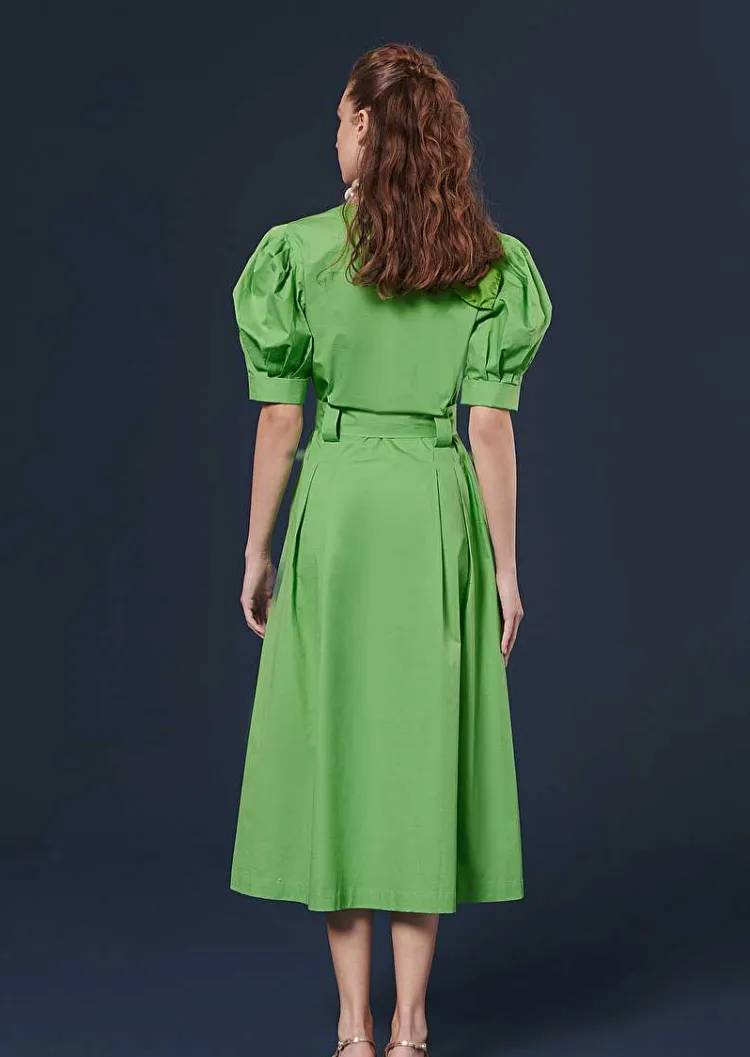 Robe En Popeline Verte Croustillante Ranya*TARA JARMON Best