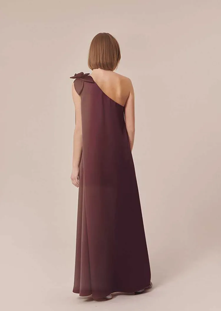Robe En Satin Fluide Marron Rekia*TARA JARMON New
